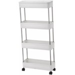 Carrinho Organizdador Com 4 Prateleiras de Plastico PVC Multiuso Com Rodinhas Para Jardim Armazenamento Cozinha Premium