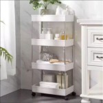 Carrinho Organizdador Com 4 Prateleiras de Plastico PVC Multiuso Com Rodinhas Para Jardim Armazenamento Cozinha Premium - Imagem 2