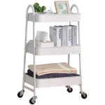 Carrinho Prateleira Organizador Utilitário Multiuso em Metal Liga de Aço Pintura Eletrostática Com Rodinha Gira 360 Graus Trava Para Cozinha Banheiro Escritório Lavanderia Muito Leve