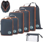 Cipway Cubos de compressão, organizadores de bagagem de viagem leves com bolsa de sapatos, bolsa de higiene pessoal e bolsa de lavanderia, itens essenciais de viagem para mala de mão (8 peças, cinza)