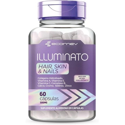 Colageno Hidrolisado + Acido Hialuronico + Biotina + Complexo B e Vitaminas 1000Mg 60 Cápsulas - Illuminato Ecomev (1 Unidade)