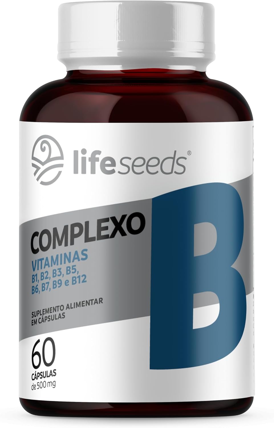 Complexo-B-Vitaminas-B1-B2-B3-B5-B6-B7.jpg Complexo B - Vitaminas B1, B2, B3, B5, B6, B7, B9 e B12 – 60 Cápsulas (2 Meses)