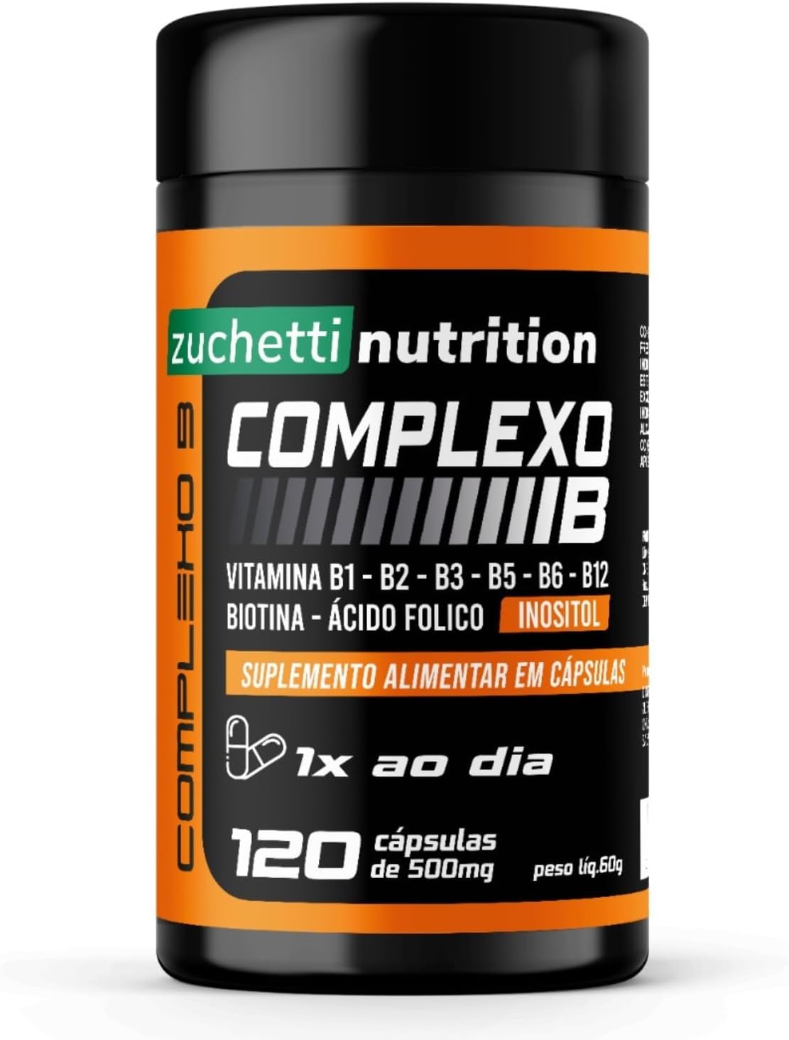 Complexo-B-com-120-Capsulas-Vitaminas-B1-B2-B3-B5.jpg Complexo B com 120 Cápsulas Vitaminas B1 B2 B3 B5 B6 B12 Biotina Ácido Fólico Inositol