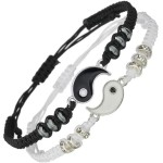 Conjunto De Pulseiras Feminina Yin Yang Casal Dupla Presente