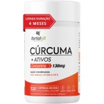 Cúrcuma 120 Cápsulas, 4 Meses de Uso, com Vitamina E, Selênio e B12, Longa Duração 2x Mais, Alto Teor Curcumina, Fortalvit