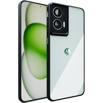 Diffy Capa Anti Impacto para Motorola Moto G75 - Case Transparente com Traseira Rígida de Acrílico e Bordas Reforçadas (Preto)