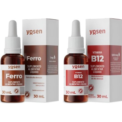 Ferro Líquido Alta Absorção Ydrosolv® 30ml + Vitamina B12 Metilcobalamina Líquida 30ml