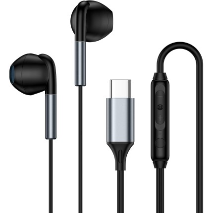 Fones de ouvido USB C com fio para Samsung Galaxy A16 5G A15 A14 A36 A35 S25 Ultra S24 FE S23 S22 S21 S20 A56 A55 A54 A53 Z Fold 7, fones de ouvido tipo C, fones de ouvido USBC com controle de volume