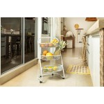 Fruteira De Aço Com Rodinhas Carrinho Organizador De Chão 3 Cestos Multiuso Para Cozinha Estrutura Reforçada Metaltec - Branco - Imagem 2