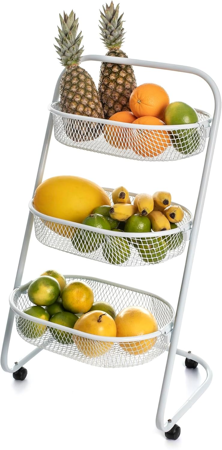 Fruteira-De-Aco-Com-Rodinhas-Carrinho-Organizador-De-Chao-3.jpg Fruteira De Aço Com Rodinhas Carrinho Organizador De Chão 3 Cestos Multiuso Para Cozinha Estrutura Reforçada Metaltec - Branco