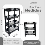 Fruteira De Chão Para Cozinha Com 4 Prateleiras, Carrinho Organizador Para Armazenamento De Frutas E Legumes, Cesto De Chão Funcional - LEMANN - Imagem 2