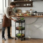 Fruteira Organizador Multi Ambiente Retrátil 3 Andares em Aço Carbono c/Rodinhas