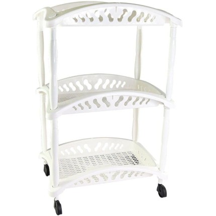 Fruteira de Chão Organizador Vertical 3 Andares com Rodinhas Plástico Branco