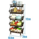 Fruteira de Chão para Cozinha, Carrinho Organizador de Cozinha de 5 Níveis com Rodas de Bloqueio, Ideal para Armazenar Cebolas, Batatas e Frutas - Imagem 2