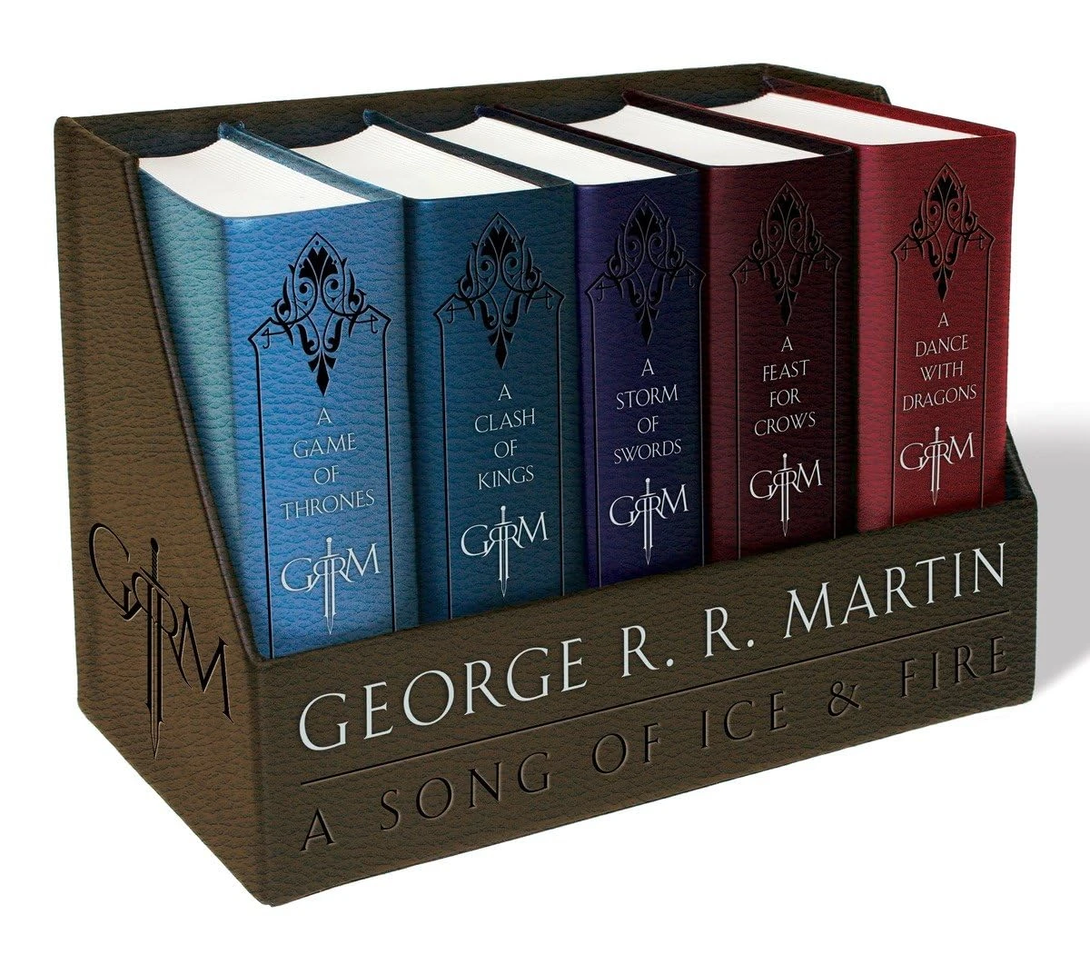 George-R-R-Martins-a-Game-of-Thrones-Leather-Cloth-Boxed.jpg George R. R. Martin's a Game of Thrones Leather-Cloth Boxed Set (Song of Ice Andfire Series): A Game of Thrones, a Clash of Kings, a Storm of Swords, a Feast for Crows, and Adance with Dragons: 1-5