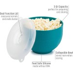 Goodful Popcorn Popper, máquina de pipoca dobrável de ar quente no micro-ondas, tigela feita sem BPA, azul-petróleo - Imagem 2