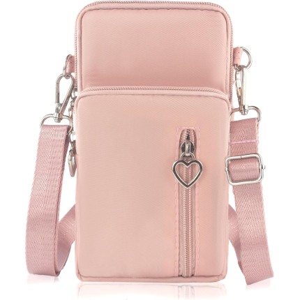 JANKS Bolsas pequenas transversais para mulheres, mini bolsas para celular com alça transversal, carteira de ombro, bolsa de braço de nylon, A - rosa