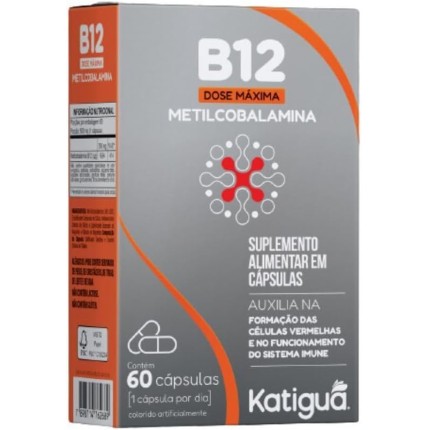 Katiguá, B12, Dose máxima, Metilcobalamina, Sem Sabor, 60 Cápsulas rígidas • 60 doses