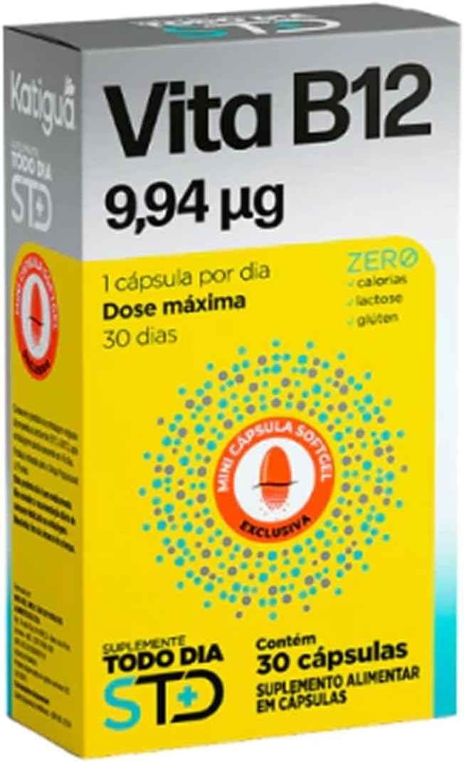 Katigua-Vitamina-B12-Dose-Maxima-STD-Sem-sabor-30-Capsulas.jpg Katiguá, Vitamina B12, Dose Máxima, STD, Sem sabor, 30 Cápsulas Softgel • 30 doses, Amarelo