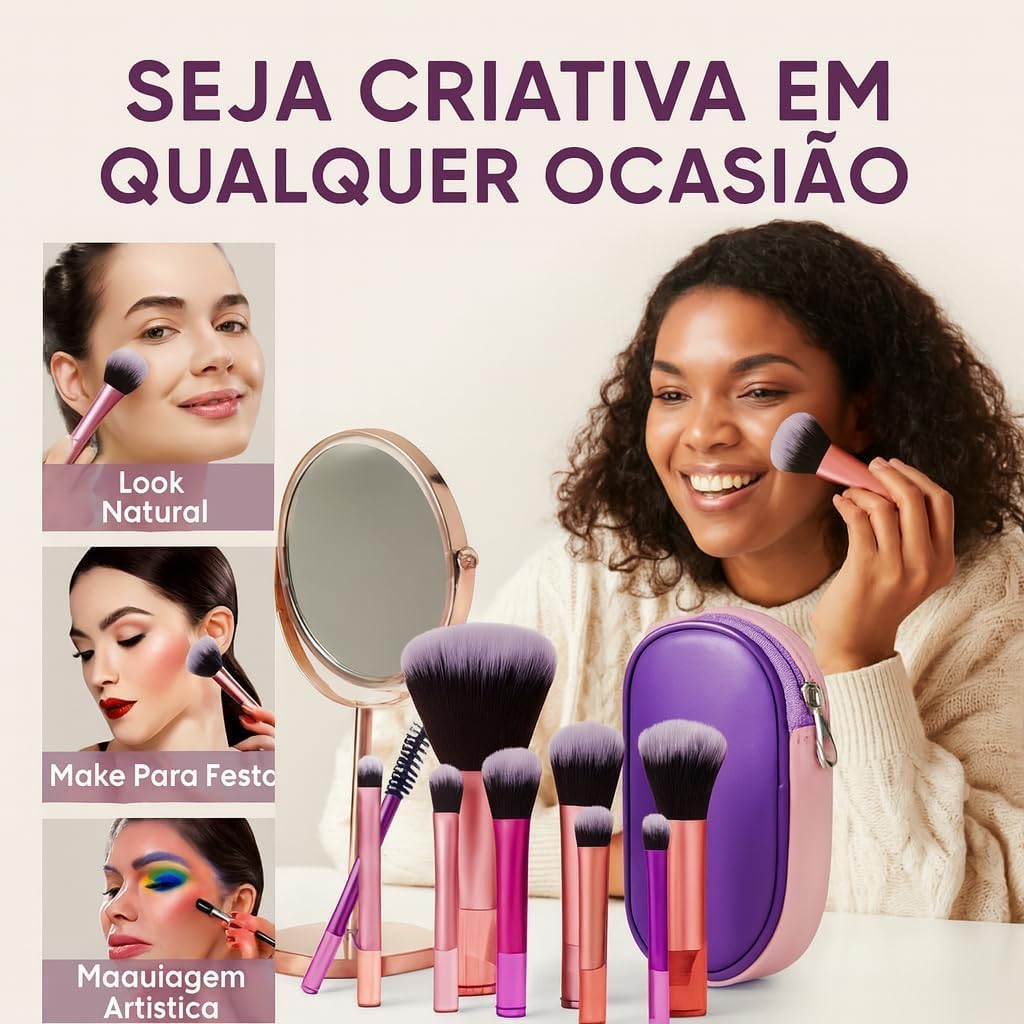 Kit-10-Mini-Pinceis-de-Maquiagem-com-Estojo-Portatil-Cerdas.jpg Kit 10 Mini Pincéis de Maquiagem com Estojo Portátil Cerdas Sintéticas Macias Travel Size para Base, Pó, Blush, Olhos e Corretivo Kit de Maquiagem Completo para Viagem, Necessaire, Uso Diário e Presente