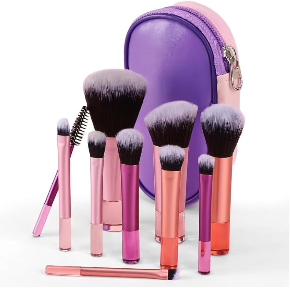 Kit-10-Pinceis-De-Maquiagem-Com-Estojo-Para-Viagem-–.jpg Kit 10 Pincéis De Maquiagem Com Estojo Para Viagem – Cerdas Macias, Travel Size, Necessaire inclusa, Mini Pincéis Para Base, Blush, Pó, Sombras e Corretivo, Portátil e Multifuncional - Cores Variadas