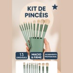 Kit 13 Pincéis de Maquiagem Profissional – Design Elegante com Cerdas Sintéticas Macias – Ideal para Rosto e Olhos - Imagem 2