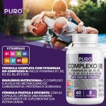 Kit 2 Complexo B Puro Nutrition – Vitaminas B1, B2, B3, B5, B6, B9, B12 e Magnésio, 60 Cápsulas por Pote - Imagem 2