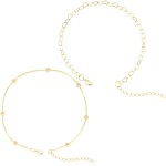 Kit 2 Pulseiras Coração, Bolinha Folheadas Premium Dourado Conjunto 2 Peças