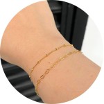 Kit 2 Pulseiras Coração, Bolinha Folheadas Premium Dourado Conjunto 2 Peças - Imagem 2