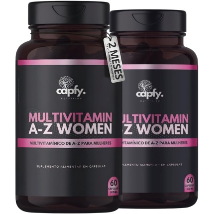 Kit 2x Multivitamínico AZ Mulher Completo com 13 Vitaminas e 9 Minerais Vitamina A C D E B7 B12 60 Cápsulas 500mg