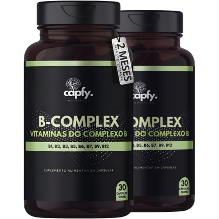 Kit 2x Potes B Complex Vitaminas do Complexo B Concentrado Vitamina B7 Biotina Vitamina B12, B3, B5, B6, B9 Premium 30 Cápsulas Capfy. Nutrition