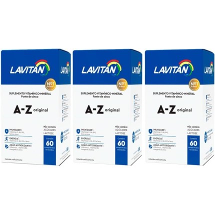 Kit 3 Lavitan Suplemento Vitamínico 60 Comprimidos Revestidos A-z Unissex Cimed