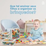 Kit 3 Organizador Brinquedos Ursinhos Carrinhos Empilhável Guarda Roupa C/Zíper Dobravél 1P + 1M + 1 G - bubag - Imagem 2