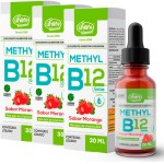 Kit 3 Vitamina B12 Methyl em gotas Unilife sabor Morango 30 ml