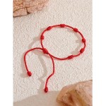 Kit 5 Pulseira Kabbalah 7 Nós Vermelha Ajustável de 15 a 25cm Original Feita com Fio de Seda - Imagem 2