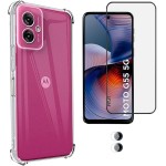 Kit Capa Anti-Impacto + Película 5D Cerâmica + Película Protetora de Lente para Moto G35, Moto G55 (Motorola Moto G55)