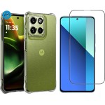 Kit Capa Capinha Anti-Impacto Premium Transparente + Película de Cerâmica 9D para Motorola Moto G75.