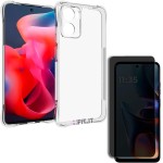 Kit Capa Capinha Anti Impactos e Película Privacidade para Motorola Moto G05