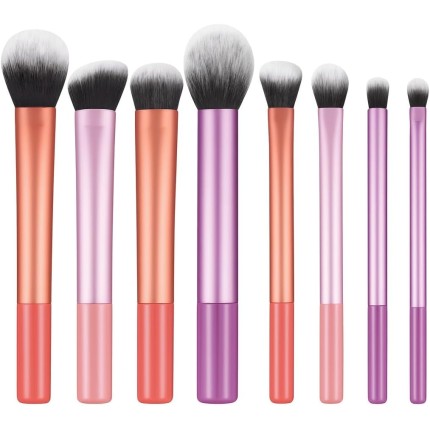 Kit Pincéis de Maquiagem com 8 Peças - Cerdas Macias Sintéticas - Completo para Base, Pó, Blush, Corretivo, Iluminador, Sombras e Contorno PREMIUM