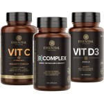 Kit Vitaminas Essenciais Vit C + Vit D + B Complex Essential