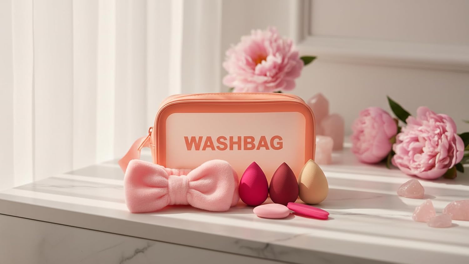 Kit-de-Maquiagem-7-Pecas-com-Necessaire-Esponjas-Puff-Almofada.jpg Kit de Maquiagem 7 Peças com Necessaire, Esponjas, Puff, Almofada, Faixa para Cabelo, Conjunto para Beleza e Skincare
