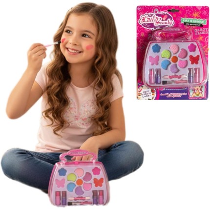 Kit de Maquiagem Infantil Maleta Fashion com Sombras Brilhos e Batons Colorido e Perfeito para Presentear
