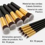 Kit de Pincéis Profissionais para Maquiagem – 10 Peças Premium, Cerdas Sintéticas Macias, Cabo Ergonômico, Ideal para Base, Contorno, Esfumar e Olhos – Design Luxuoso - Imagem 2