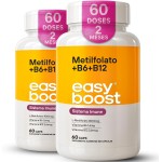 L-metilfolato De Cálcio + Vitamina B6 + Vitamina B12 Easy Boost Kit 2x 60caps total 120caps