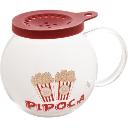 LYOR - Pipoqueira de Vidro Borossilicato Com Tampa de Silicone Para Micro-ondas 1,8L - Itens Para Casa - Utilidades Domésticas - Utensílios de Cozinha - Enxoval - Cinema em Casa - Pipoca Saudável