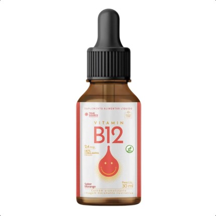 Liquid Vitamina B12 For Kids (30ml), Morango, True Source