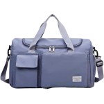 Mala de Mao Compacta de Viagem Feminina Funcional com Alca Transversal Bolsa de Viagem em Nylon Resistente com Bolso para Sapatos Ajustavel Leve e Versatil Ideal e Uso Diario (Azul)