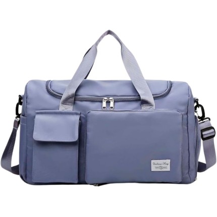 Mala de Mao Compacta de Viagem Feminina Funcional com Alca Transversal Bolsa de Viagem em Nylon Resistente com Bolso para Sapatos Ajustavel Leve e Versatil Ideal e Uso Diario (Azul)