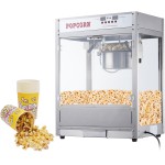 Máquina de pipoca de 236 ml para noite de cinema, controle de temperatura com visor digital, máquina de pipoca com pacote de 10 baldes de pipoca, máquina de pipoca estilo cinema