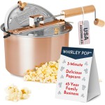 Máquina de pipoca original Whirley Pop – Pipoqueira de pipoca de 6 litros, máquina de pipoca de aço inoxidável com engrenagens de metal, máquina de pipoca Wabash Valley Farms Stove Top, panela de